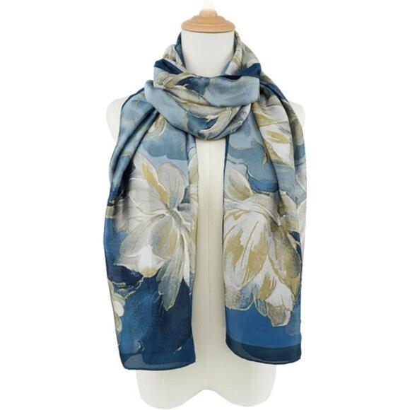 Womens Large Silk Feel Scarf Lightweight Shawl Wrap Stain Resistant Fashion Wrap - Picture 4 of 8